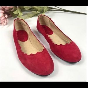 Amelia Grace Scalloped Leather Flats